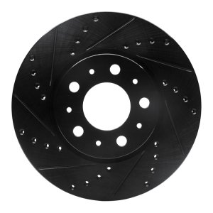 Volvo C70 Brake Rotor (1) - Front Left - R1 Concepts - Drilled & Slotted - Black - `95-`04